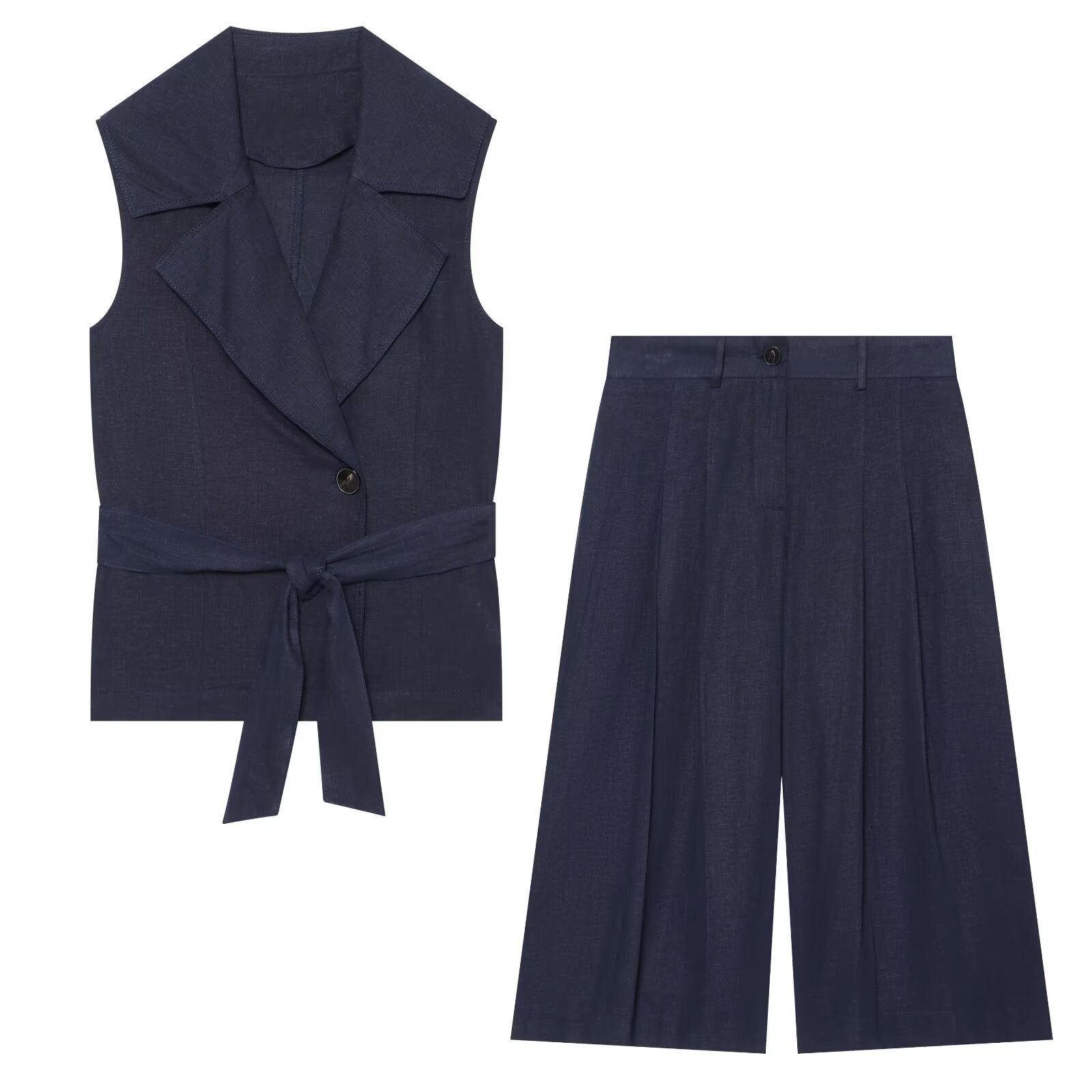 Belt Mens Fashion - Women Summer Navy Blue Sleeveless Vest