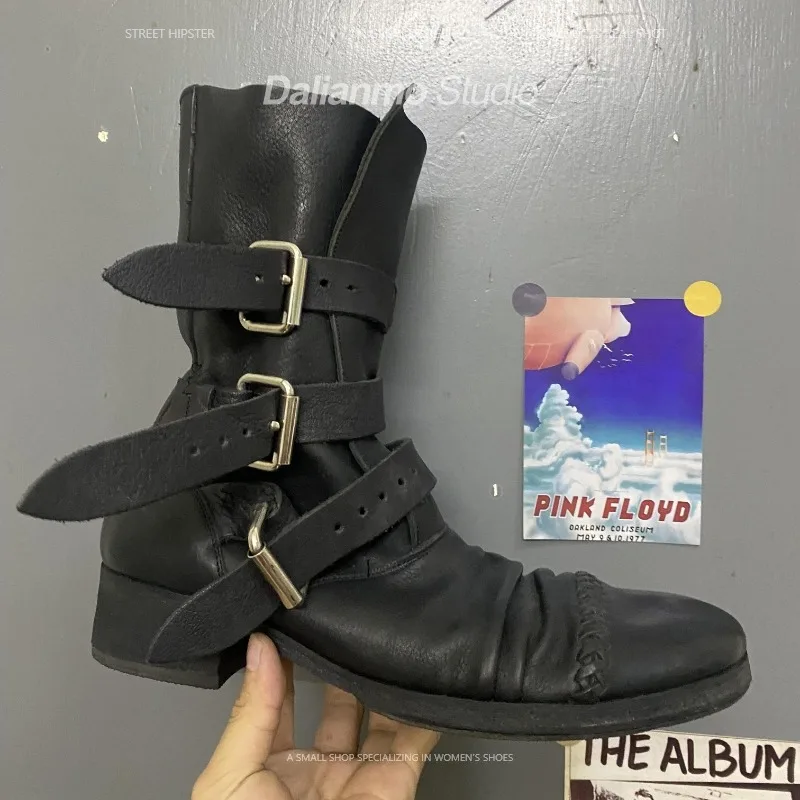 Mens Fashion Vintage - Fashion Men's Genuine Leather Motorcycle Boots