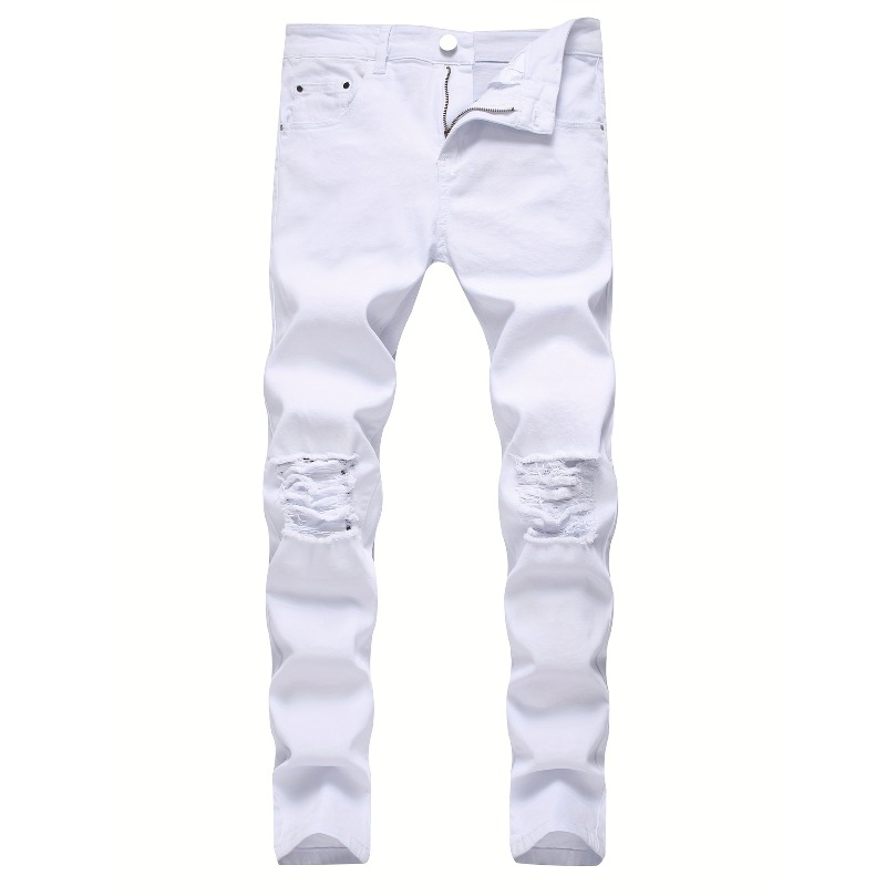 Skinny Jeans Ripped - Skinny Stretch Ripped Jeans Men's Distressed