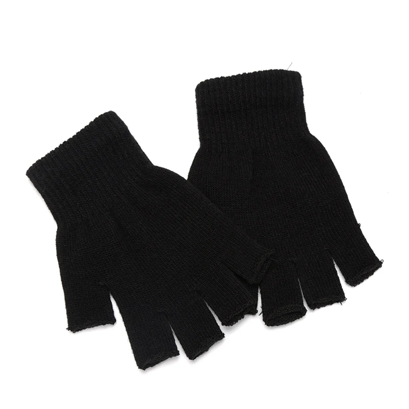 Men'S Fashion Gloves - Unisex Black Half Finger Fingerless Gloves