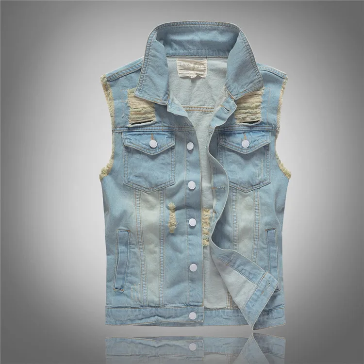 Men'S Fashion Vest With Jeans - Spring Autumn New Fashion Men's Washed