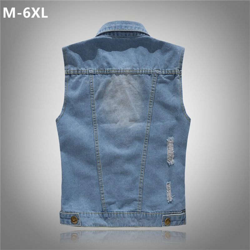 Men'S Fashion Vest With Jeans - Ripped Denim Waistcoat Men Korean Fit