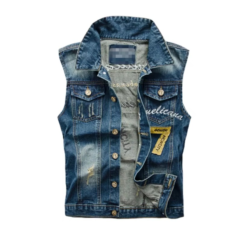 Men'S Fashion Vest With Jeans - Men Slim Denim Vests Waistcoats Jackets