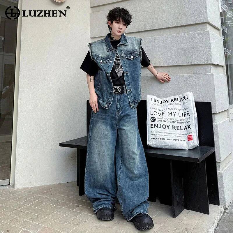 Men'S Fashion For Summer 2026 - LUZHEN 2026 Summer Denim Two-piece Sets