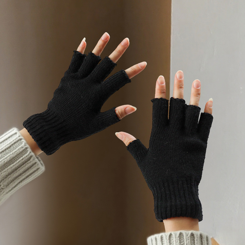 Men'S Fashion Gloves - Wool Half-Finger Gloves for Women, Cute