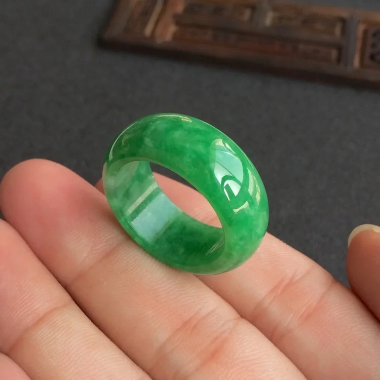Men'S Fashion For Wedding - Natural Green Jade Ring Jadeite Amulet