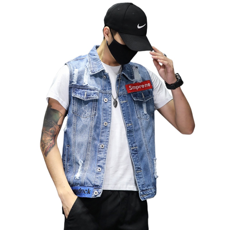 Men'S Fashion Vest With Jeans - New Fashion Men Blue Denim Vests