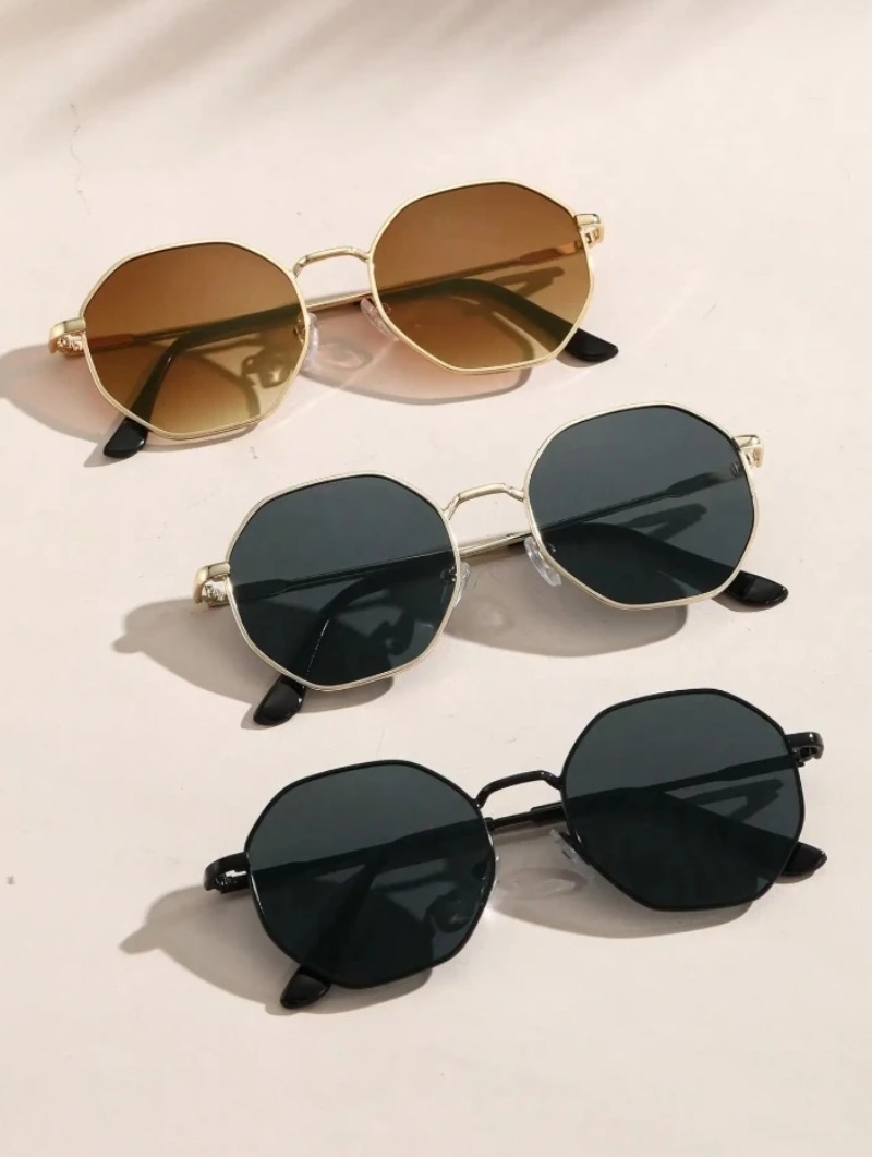 Men'S Fashion Round Glasses - 1/3 Pcs Metal Geometric-Round Frame Sunglasses