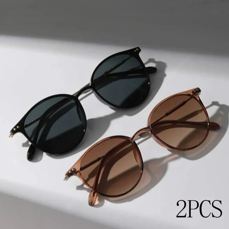 Men'S Fashion Round Glasses - 2PCS Women Men Small Round Sunglasses
