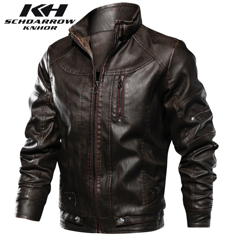 Mens Fashion Bomber Jacket - Men's Leather Jacket Autumn Winter Fashion