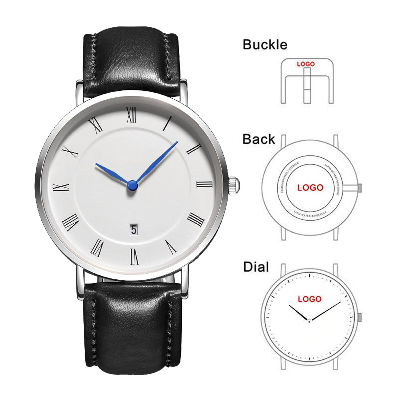 Men'S Fashion Round Glasses - B-8210A Simple Men Watches With Date