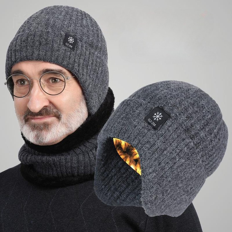 Men'S Fashion Gloves - Men Winter Knitted Hat Plush Warmth