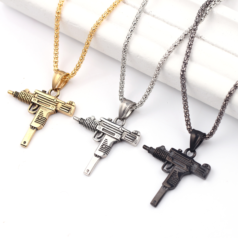 Punk Uzi Pistol Machine Gun Ne - Men'S Fashion Jewelry ulasan dan harga