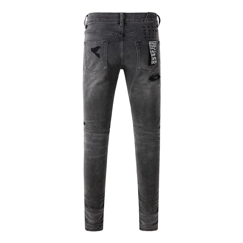 Men's High Street Distressed A - Skinny Jeans Ripped ulasan dan harga