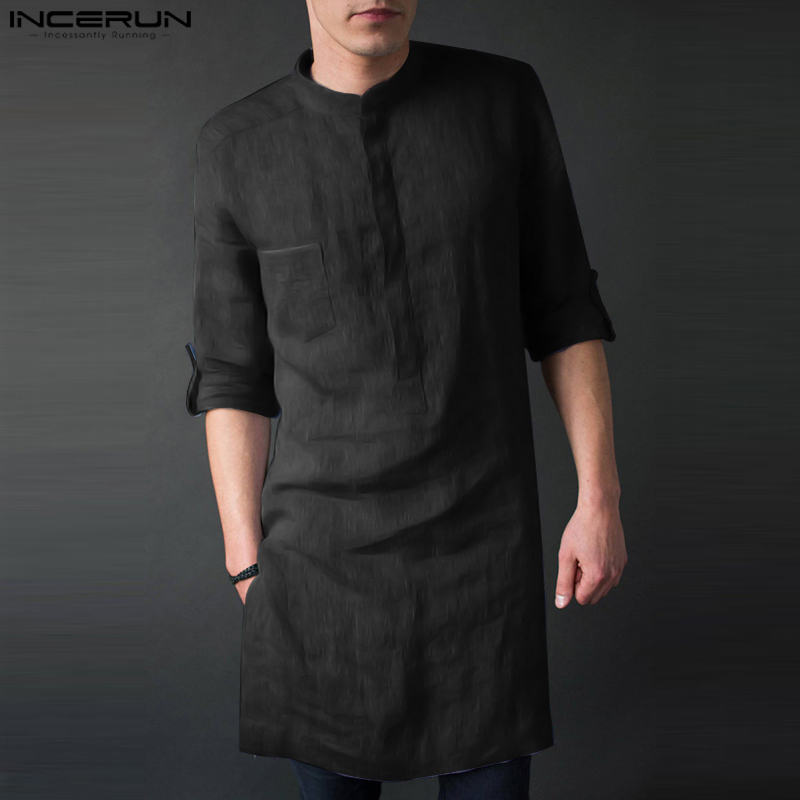 INCERUN Men's Long Sleeve Midi - Men'S Fashion Kurta ulasan dan harga