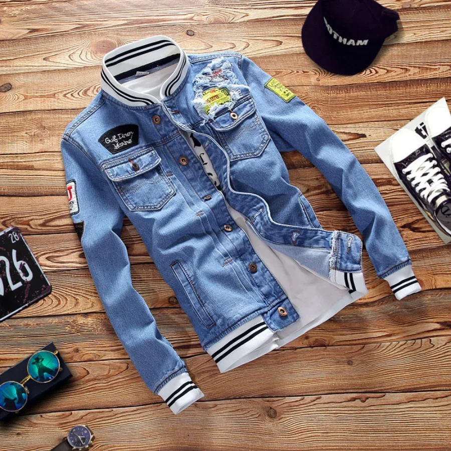 New 2026 Men's Denim Jackets F - Mens Fashion Bomber Jacket ulasan dan harga