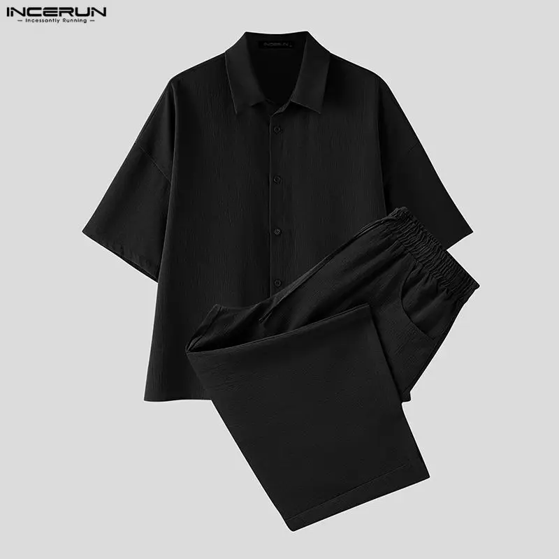 INCERUN Men's Sets Solid Lapel - Men'S Fashion For Summer 2026 ulasan dan harga