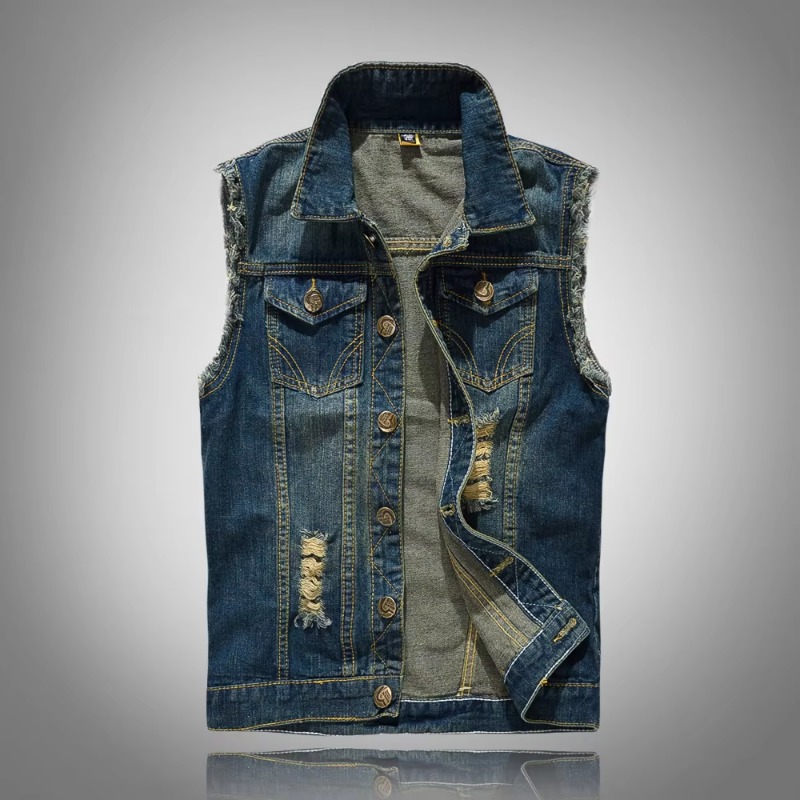Men Slim Denim Vests Waistcoat - Men'S Fashion Vest With Jeans ulasan dan harga