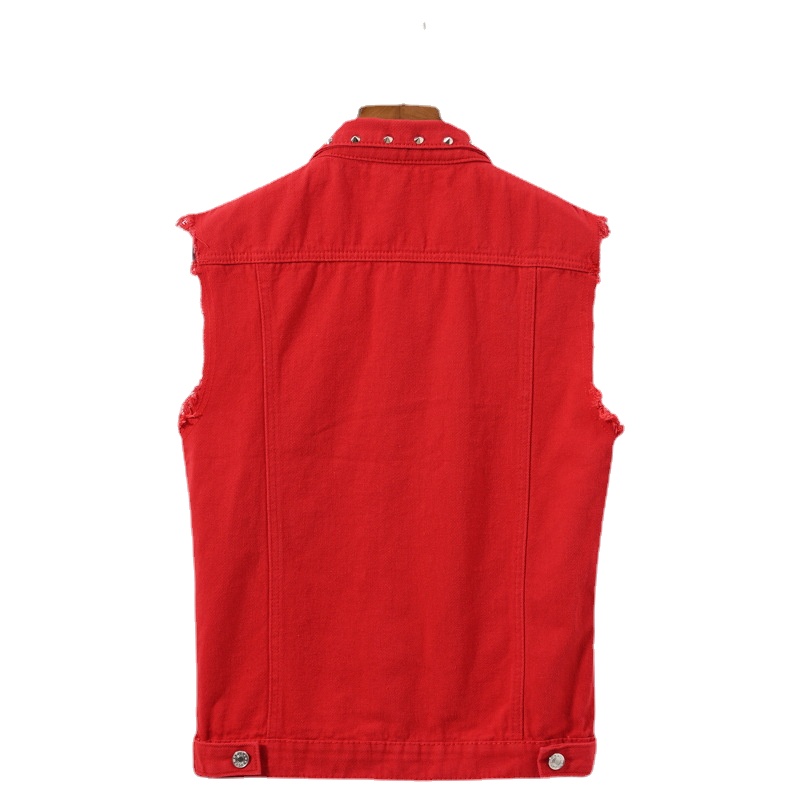 Men Rivet Punk Style Denim Ves - Men'S Fashion Vest With Jeans ulasan dan harga