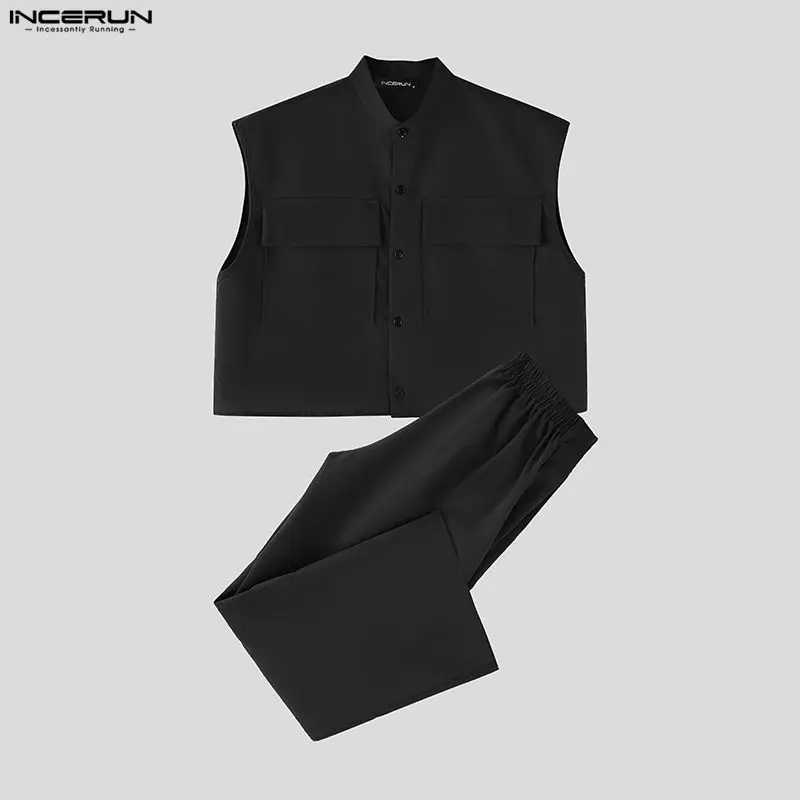INCERUN Men Sets Solid Sleevel - Queer Men'S Fashion ulasan dan harga