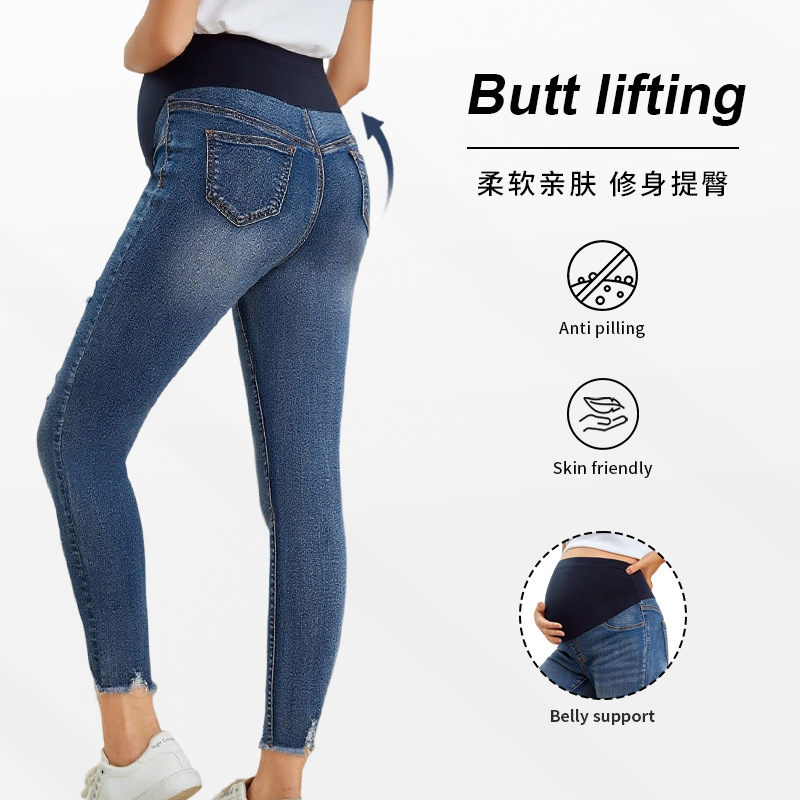 Pregnant Women Casual Tight De - Skinny Jeans Ripped ulasan dan harga