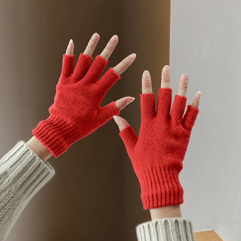 Wool Half-Finger Gloves for Wo - Men'S Fashion Gloves ulasan dan harga