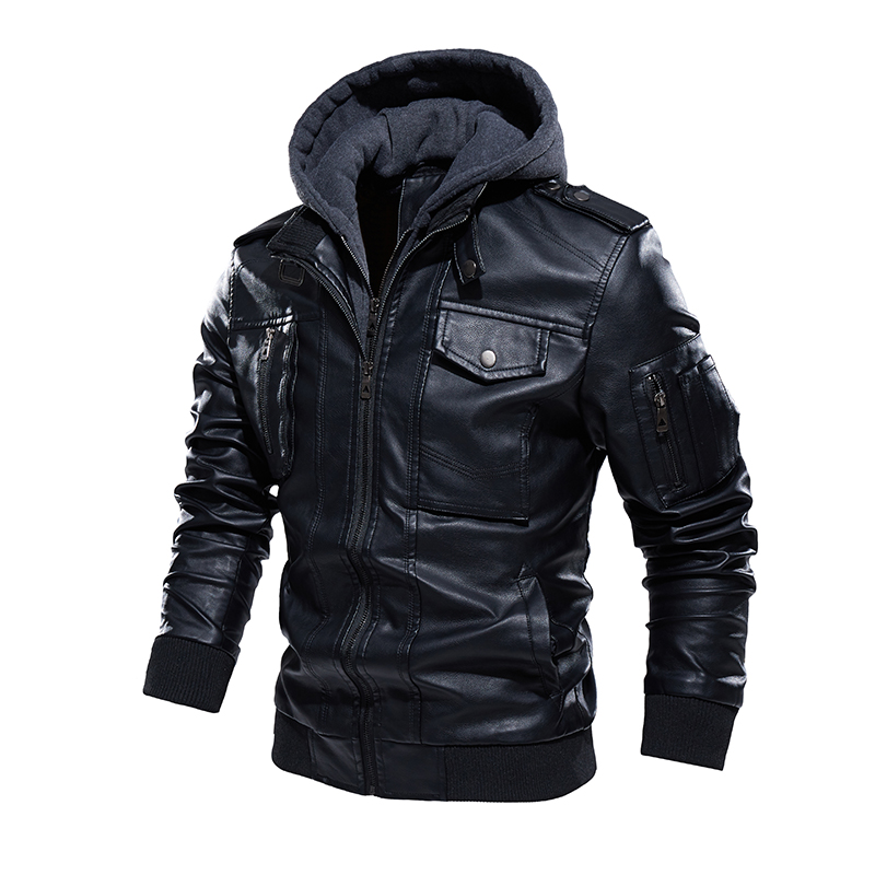 Motorcycle Leather Jacket Men' - Mens Fashion Bomber Jacket ulasan dan harga