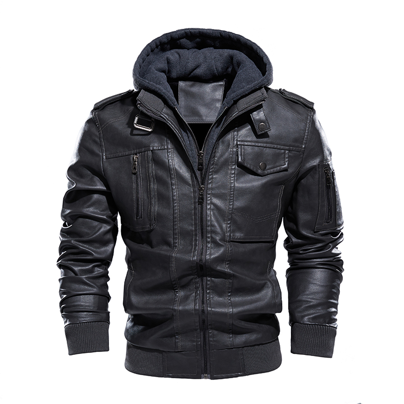 Motorcycle Leather Jacket Men' - Mens Fashion Bomber Jacket ulasan dan harga