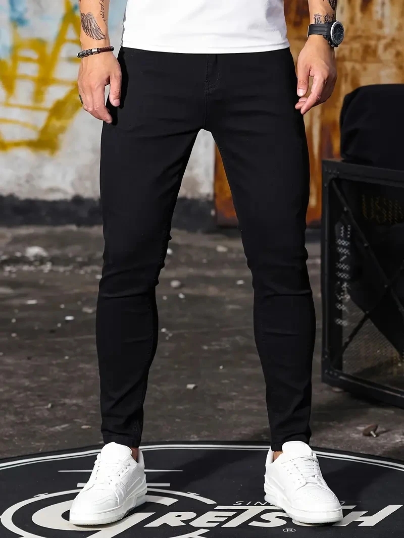 Men Jeans Skyblue Black Zipper - Skinny Jeans Ripped ulasan dan harga