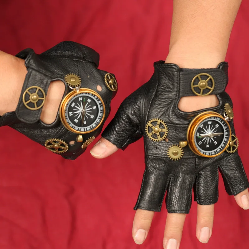 Steampunk PU Leather Fingerles - Men'S Fashion Gloves ulasan dan harga