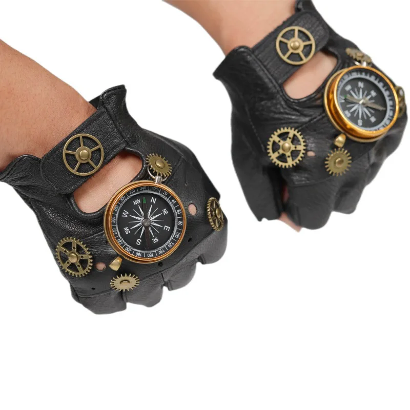 Steampunk PU Leather Fingerles - Men'S Fashion Gloves ulasan dan harga
