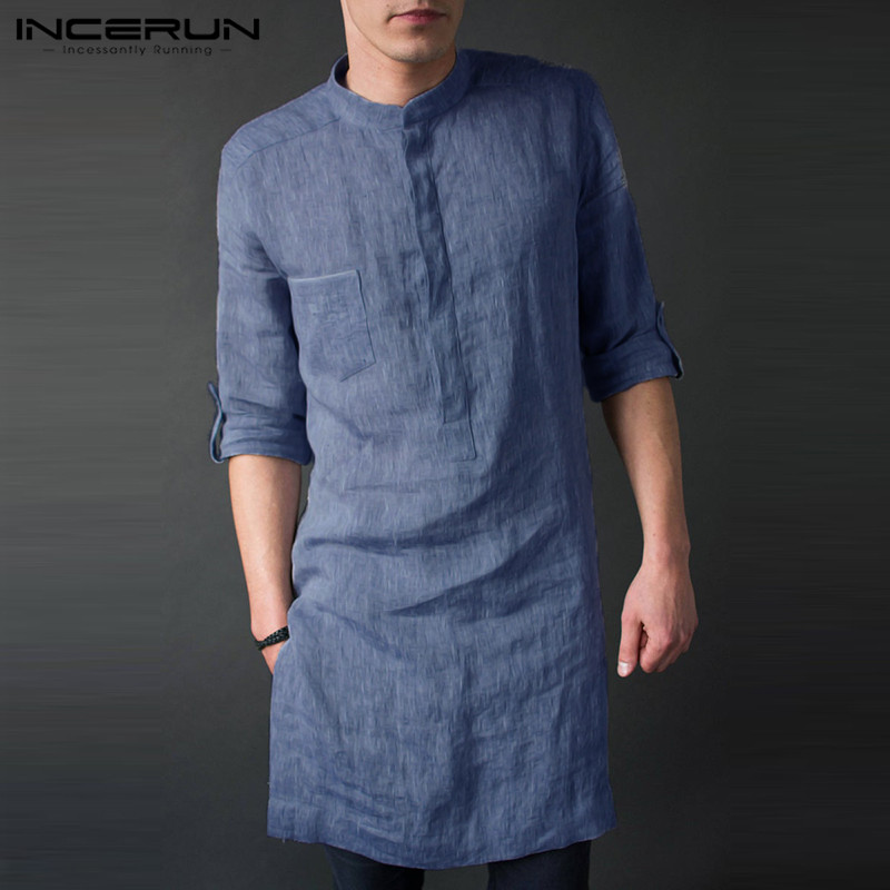 INCERUN Men's Long Sleeve Midi - Men'S Fashion Kurta ulasan dan harga