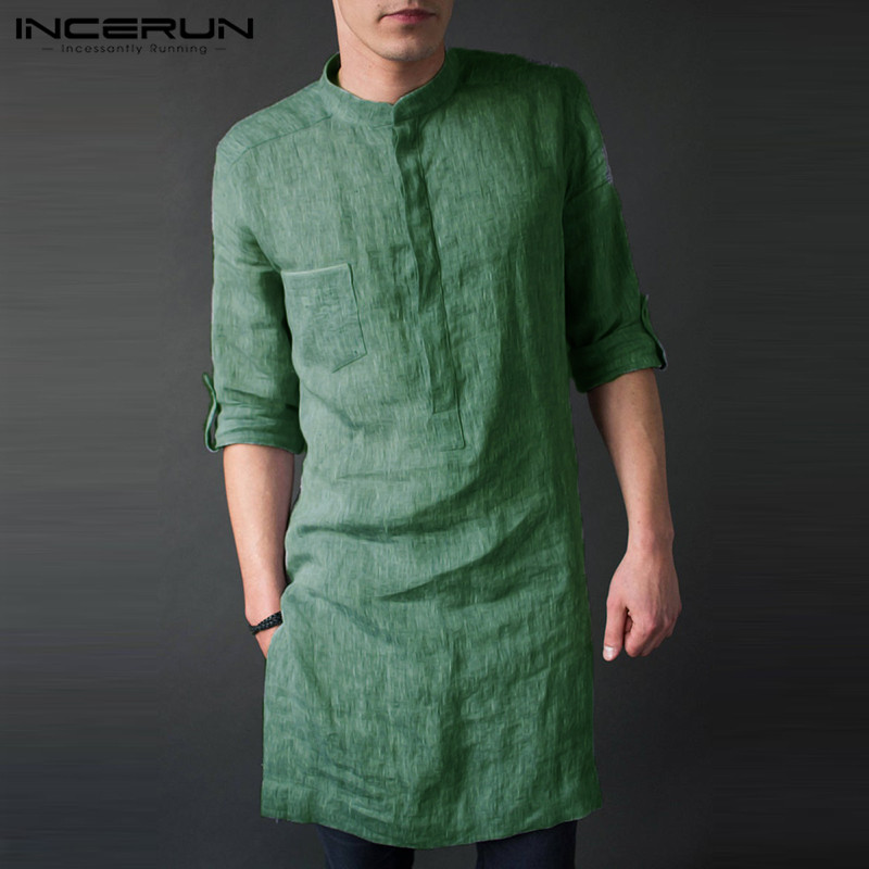 INCERUN Men's Long Sleeve Midi - Men'S Fashion Kurta ulasan dan harga