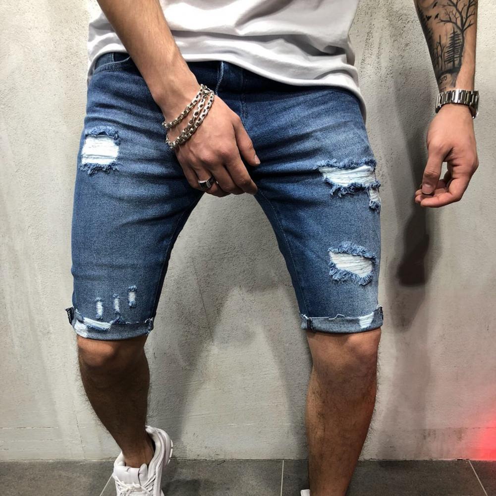Men Short Jeans Denim Tight Sh - Skinny Jeans Ripped ulasan dan harga