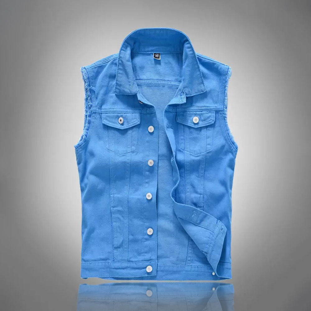 New Fashion Men Blue Casual De - Men'S Fashion Vest With Jeans ulasan dan harga