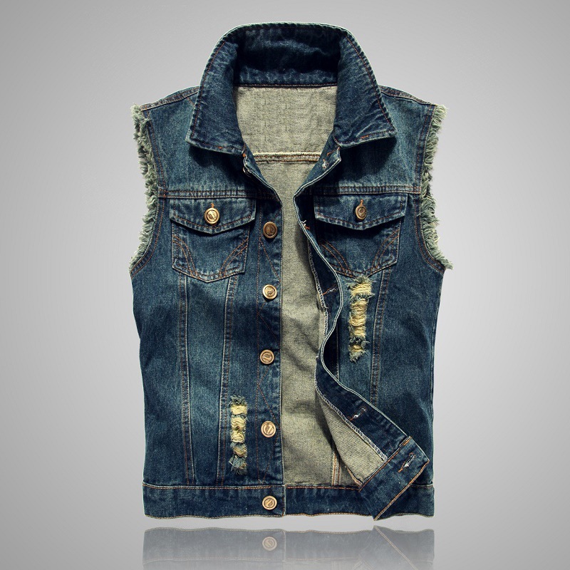 New Fashion Men Ripped Denim W - Men'S Fashion Vest With Jeans ulasan dan harga