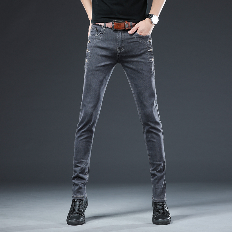 New Men Slim Button Black Skin - Skinny Jeans Ripped ulasan dan harga