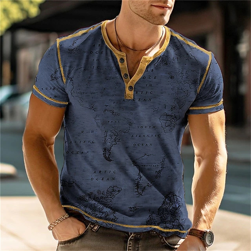 Men's Henry Shirts Funny 3D Pr - Mens Fashion Vintage ulasan dan harga