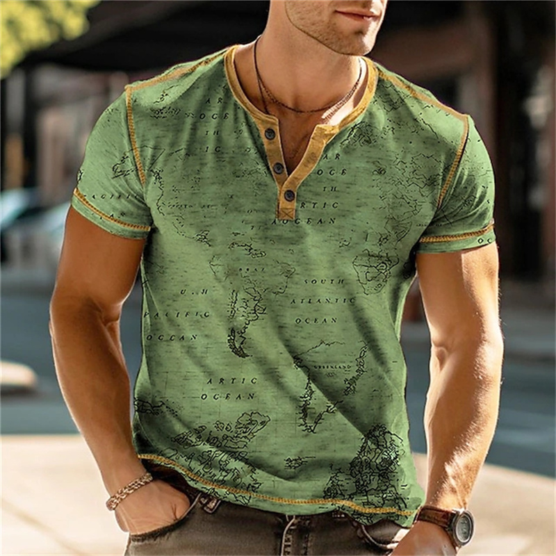 Men's Henry Shirts Funny 3D Pr - Mens Fashion Vintage ulasan dan harga