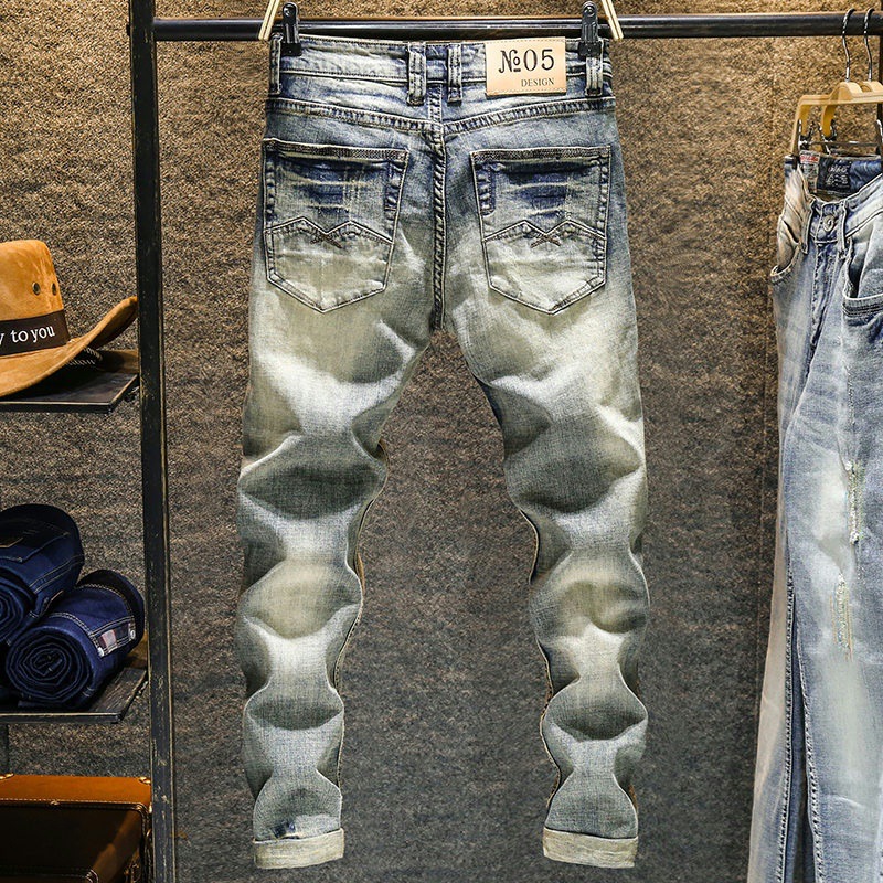 Elastic Old Pants Men's Jeans  - Skinny Jeans Ripped ulasan dan harga
