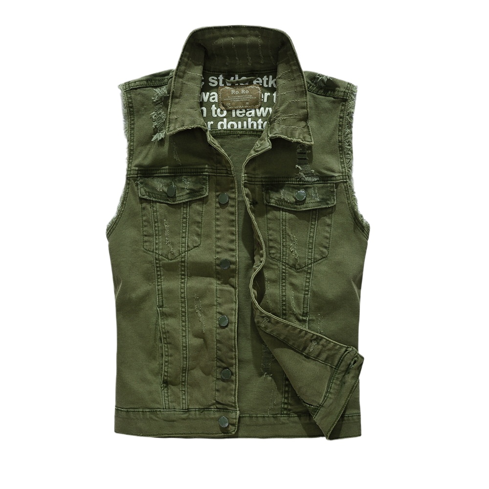 New Fashion Men Green Casual R - Men'S Fashion Vest With Jeans ulasan dan harga