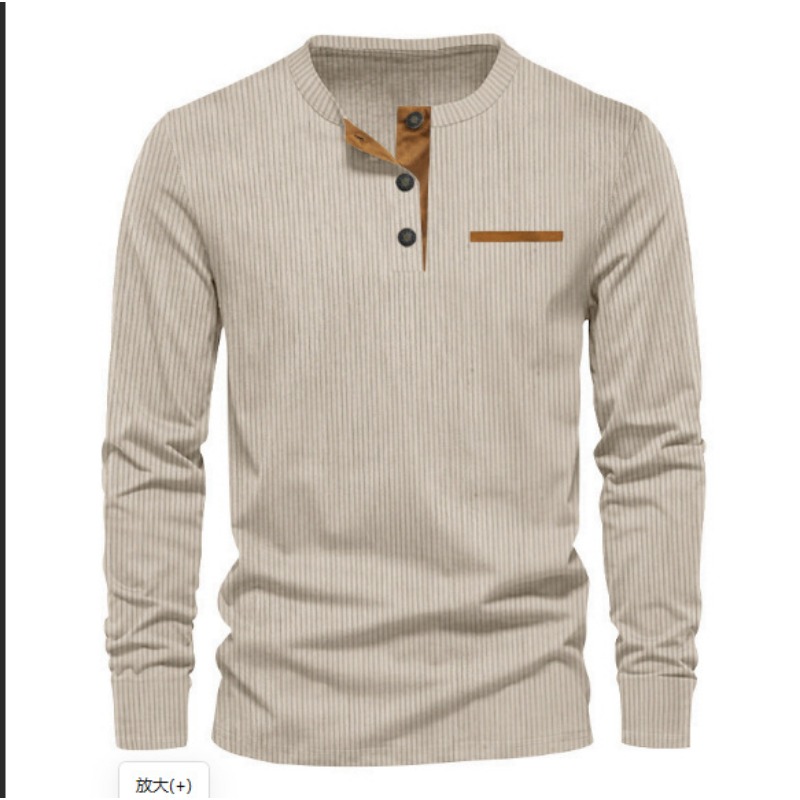 Men's Corduroy Henley Neck Lon - Queer Men'S Fashion ulasan dan harga