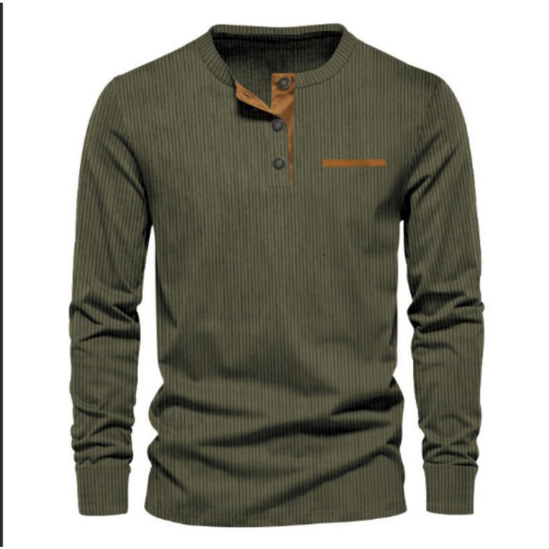Men's Corduroy Henley Neck Lon - Queer Men'S Fashion ulasan dan harga