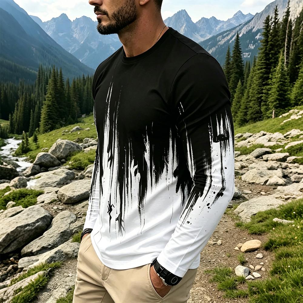 Men's Gradient Ink Splash Long - Mens Fashion Vintage ulasan dan harga