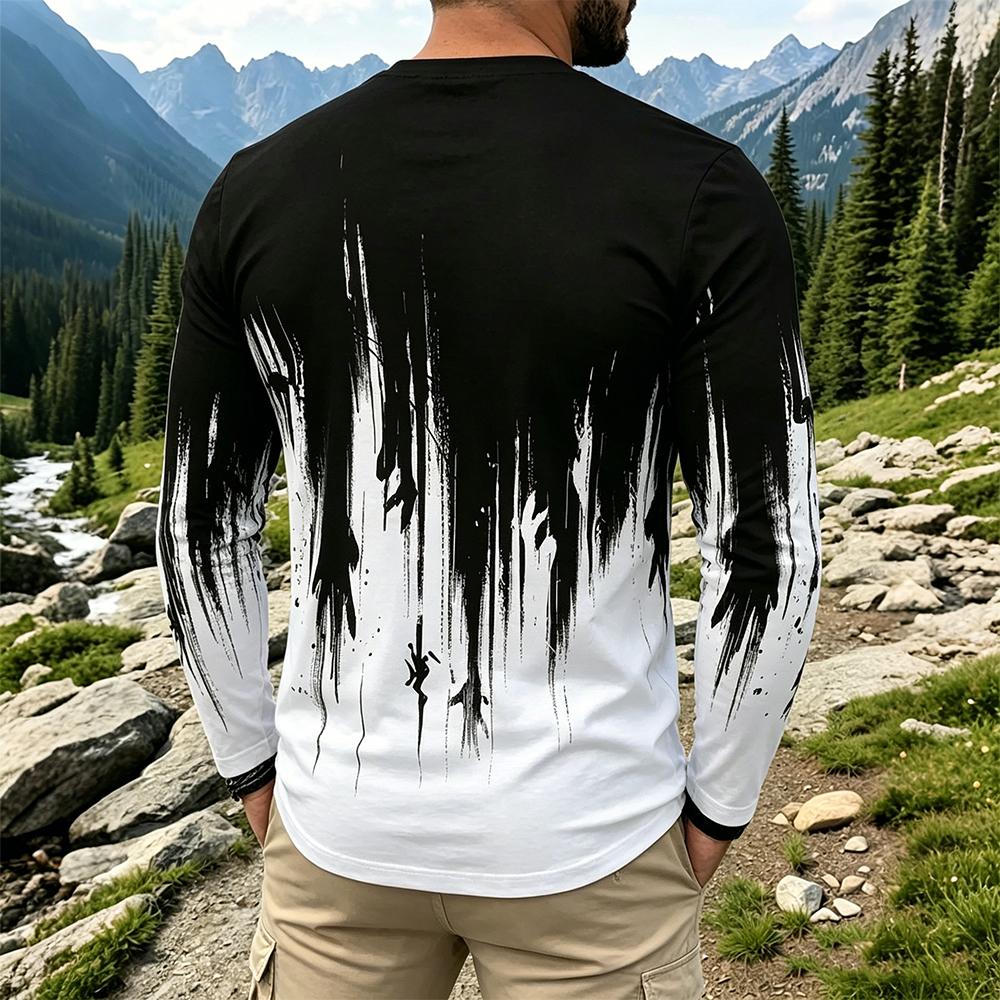 Men's Gradient Ink Splash Long - Mens Fashion Vintage ulasan dan harga