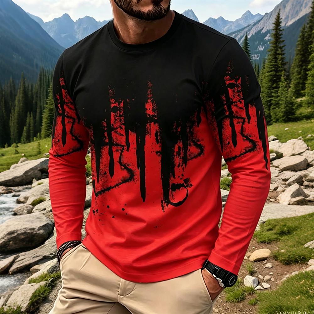 Men's Gradient Ink Splash Long - Mens Fashion Vintage ulasan dan harga