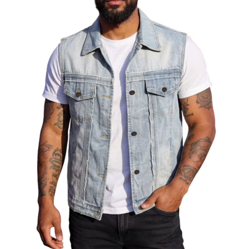 Spring Summer Men's Denim Vest - Men'S Fashion Vest With Jeans ulasan dan harga