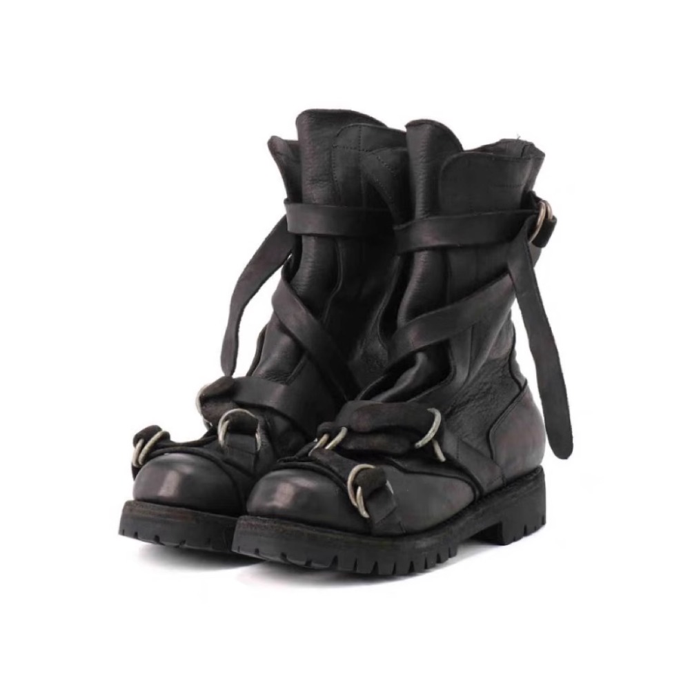 Men's Leather Motorcycle Boots - Belt Mens Fashion ulasan dan harga