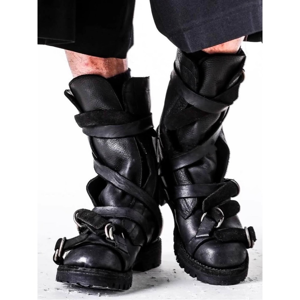 Men's Leather Motorcycle Boots - Belt Mens Fashion ulasan dan harga
